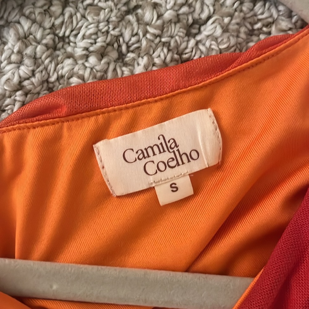 Camila Coelho Asymmetrical Dress in Fiery Red and Orange - Picture 8 of 8